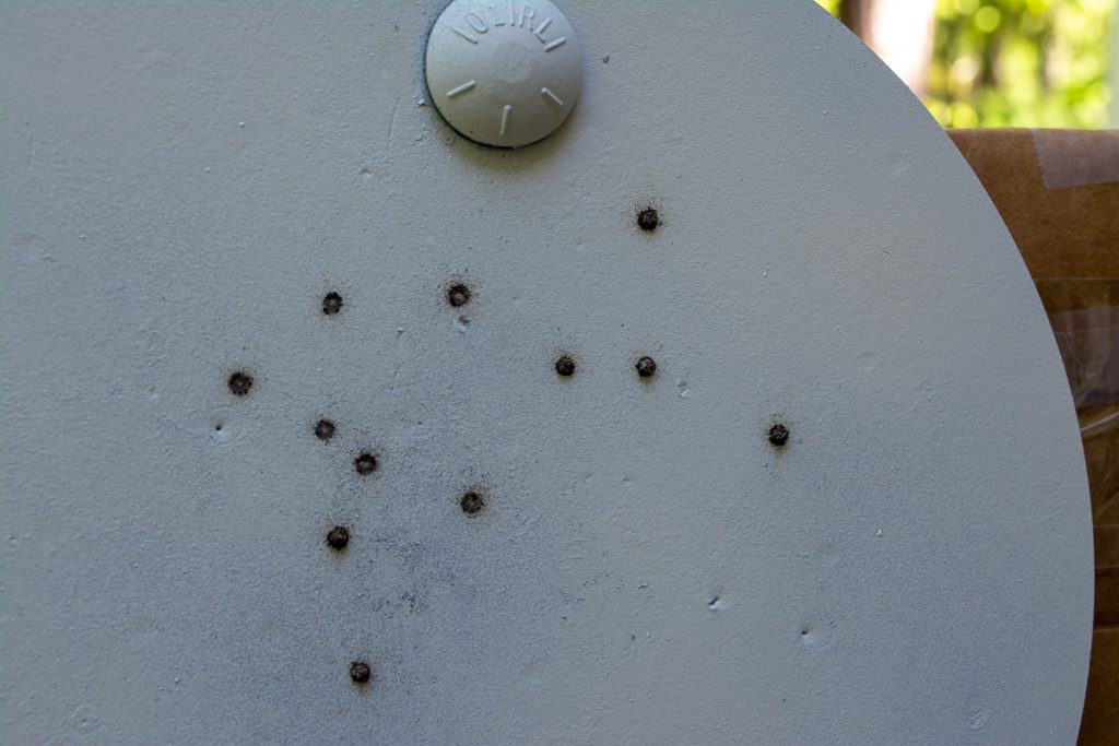 Every Dust Devil BB disintegrated on this steel target - just as designed.