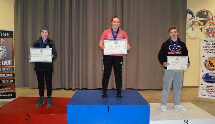 Overall winner in the 3x20 precision class was Katrina Demerle (center), followed by Natalie Perrin and Rio Ferguson.