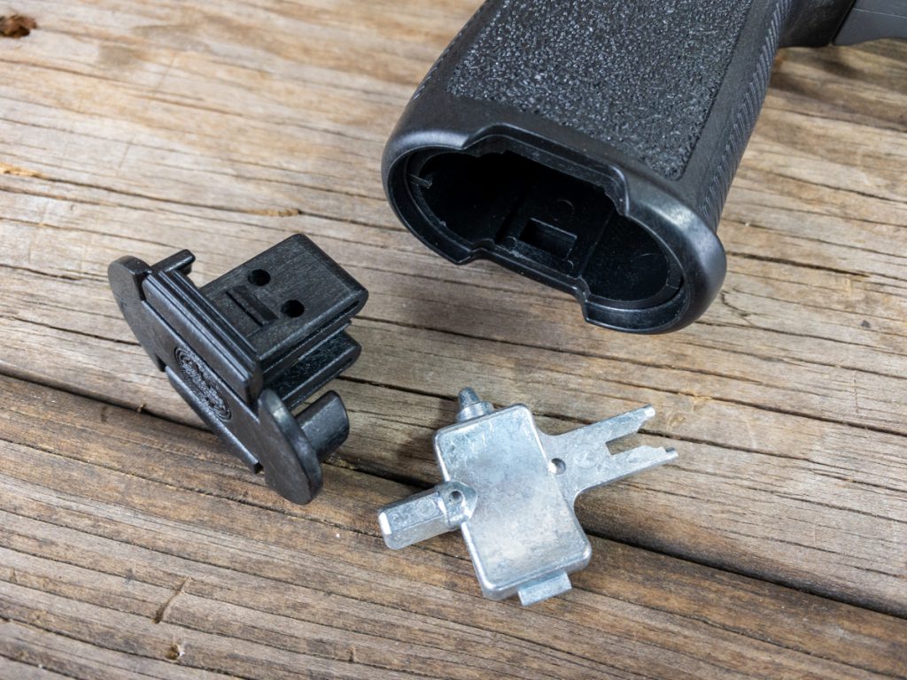 This multi-tool lives in the pistol grip and does everything from adjusting sights to assembling the air cylinder to seating pellets. 
