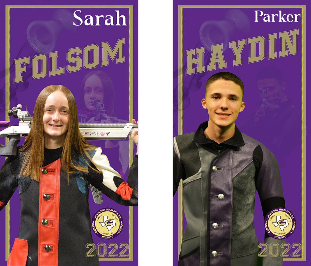 Texas teammates from Granbury High School MCJROTC Sarah Folsom and Parker Haydin finished in the top two spots for Precision Individual awards.
