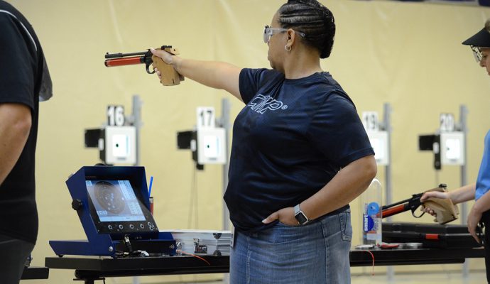 CMP’s Renay Woodruff decided to join the sport of air pistol after taking notice of it during her regular work routine.