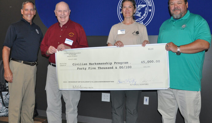 In June, the Civilian Marksmanship Program (CMP) received a donation from the Garand Collectors Association to use toward programs and facilities. In total, $30,000 is earmarked for CMP Scholarships, an annual initiative for graduating marksmanship athletes, and the balance for the CMP’s 500-acre outdoor Talladega Marksmanship Park in Alabama. The Garand Collectors Association (GCA) presented the donation check to the CMP during the annual D-Day Matches at Talladega. Additionally, Dupage Trading Company donated to CMP programs, while GLOCK, Inc., remains a top tier sponsor of Talladega Marksmanship Park. Thank you to all our generous supporters and sponsors for helping to advance CMP initiatives throughout the year! About the GCA: The Garand Collectors Association serves an important role in the legacy of the M1 Garand – supporting educational efforts and its preservation through various programs. Since 2020, the GCA has presented thousands of dollars in donations toward CMP’s Scholarship Program and the futures of young marksmanship athletes. Nearly 35 years after its beginnings, the GCA now has over 20,000 members from eight nations and has shown continuous generosity to marksmanship organizations across the United States. Learn more about the GCA at https://thegca.org/. About Dupage Trading Company: Since 1988, Dupage Trading Company, LLC, has presented a variety of U.S. military firearms, militaria and historical military collectibles. The company shows pride in serving those who appreciate and treasure the historic equipment used by the men and women who fought to keep the United States free. Such products provided by the company include M1 stock sets, M14 stocks and parts, authentic slings and magazines compatible with vintage military equipment – among other valuable items. Learn more about Dupage Trading Company at https://www.dupagetrading.com/. About GLOCK, Inc.: GLOCK, Inc., has been a leading manufacturer of pistols and related accessories since its beginning in the 1960. The following decades saw the company rise into an evolving pistol market, revolutionizing the industry with groundbreaking products – reliable, uncomplicated firearms like the semi-automatic GLOCK service pistol with its safety technology and other modern elevations utilized around the world. Over 65 percent of U.S. federal, state and local agencies issue GLOCK pistols, proving the company’s trustworthy products in the field. GLOCK has served the U.S. for the last 30 years, ensuring quality, commitment and Perfection for all of its consumers. Learn more at https://us.glock.com/en. -- By Ashley Dugan, CMP Staff Writer The Civilian Marksmanship Program is a federally chartered 501 (c) (3) non-profit corporation. It is dedicated to firearm safety and marksmanship training and to the promotion of marksmanship competition for citizens of the United States. For more information about the CMP and its programs, log onto www.TheCMP.org.