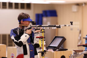 SGT Sagen Maddalena, USAMU, won a Service Rifle Distinguished Badge in 2011 shooting for the California Grizzlies Junior Team. In 2022, her international rifle successes earned her an International Distinguished Badge.