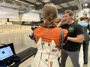 CMP Summer Camp coordinator Ryan Hinson helps lead instruction during the Junior Rifle Club at Camp Perry.