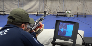 Competitors in the match fired on an electronic target system.