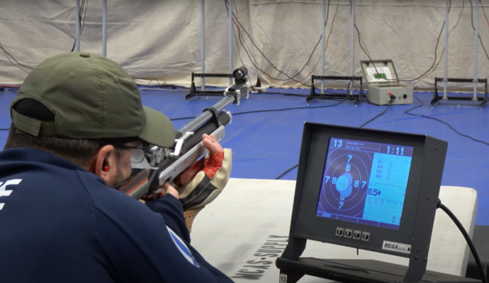 Competitors in the match fired on an electronic target system.