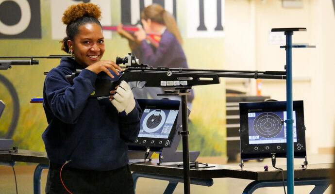 Kalinn White of Zion Benton Township High School smiles after she finished first in the Final.