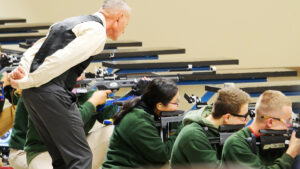 Nation Ford High School can be recognized on the firing line by their forest green sweatshirts.