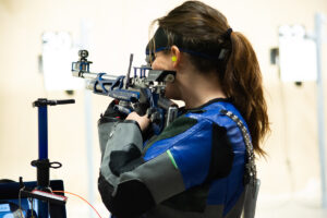 Her practice routine includes time on the range at her local American Legion Post, at home and sometimes at the Olympic Training Center.