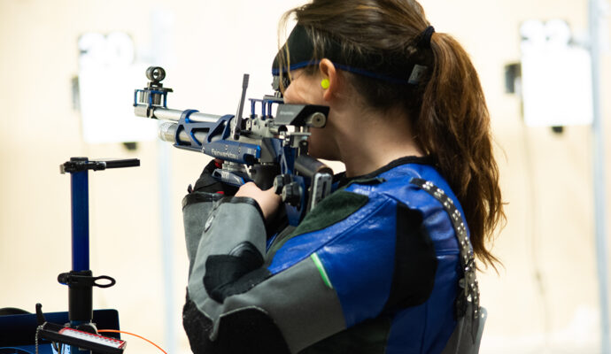 Her practice routine includes time on the range at her local American Legion Post, at home and sometimes at the Olympic Training Center.